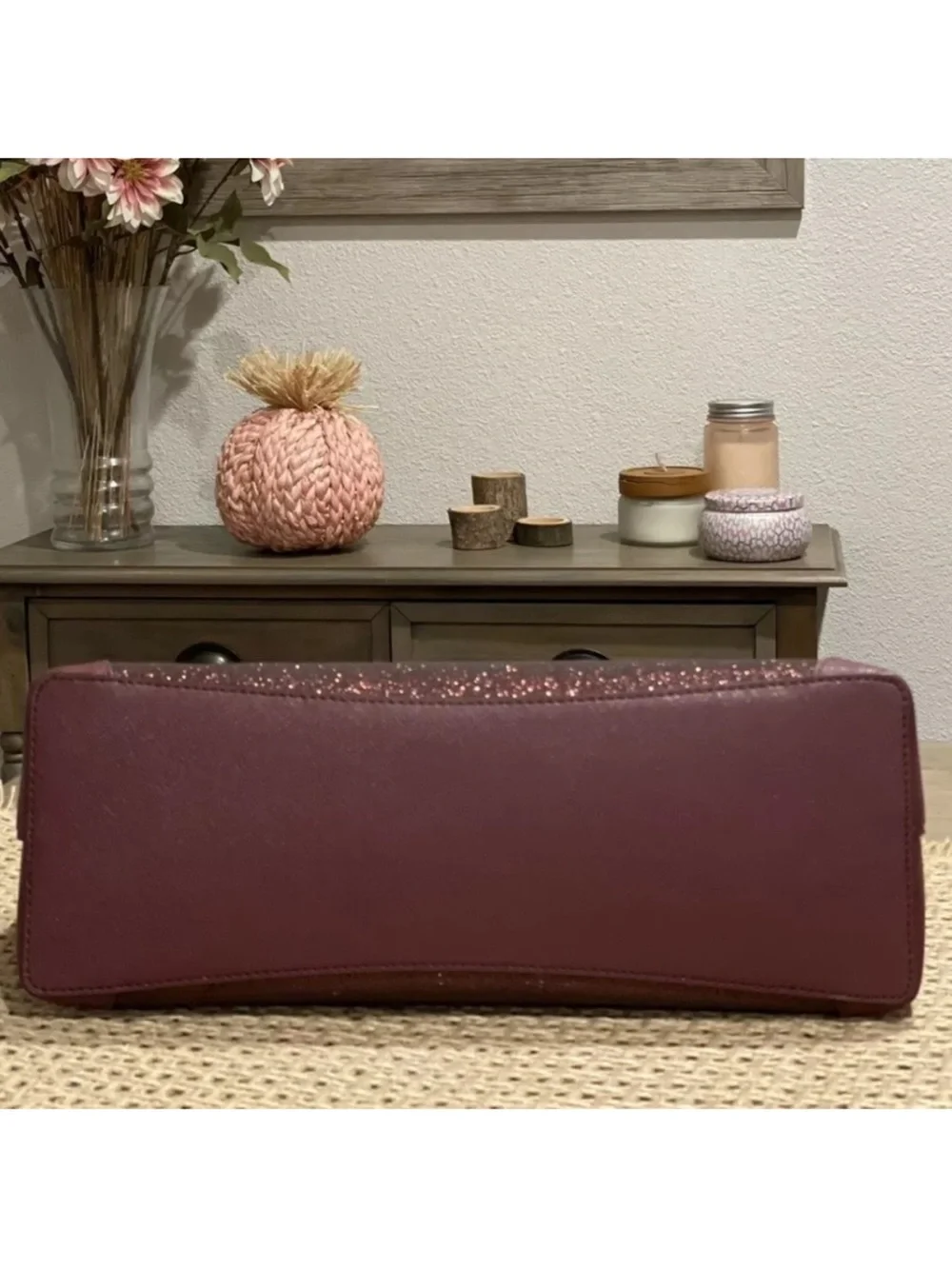 NWT Kate Spade Large Glitter Fabric Tote in Deep Nova burgundy